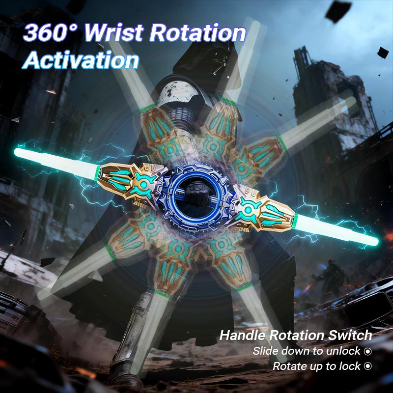 Rotate Double-Edged Light Sword – 360° Spinning Dual Blade with LED Lights, Sound Effects & Real Sparks