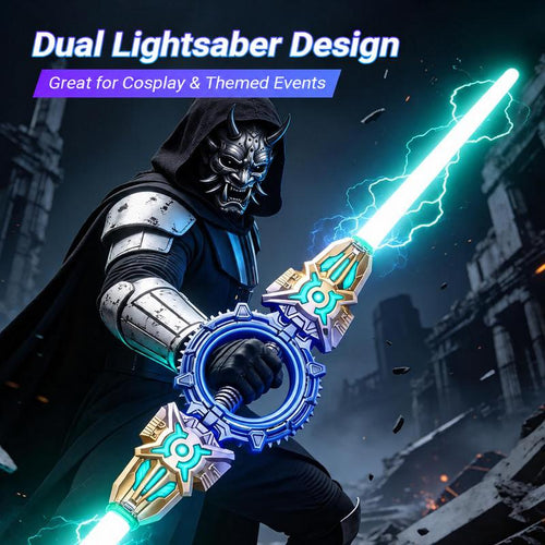 Rotate Double-Edged Light Sword – 360° Spinning Dual Blade with LED Lights, Sound Effects & Real Sparks