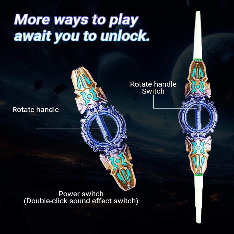 Rotate Double-Edged Light Sword – 360° Spinning Dual Blade with LED Lights, Sound Effects & Real Sparks